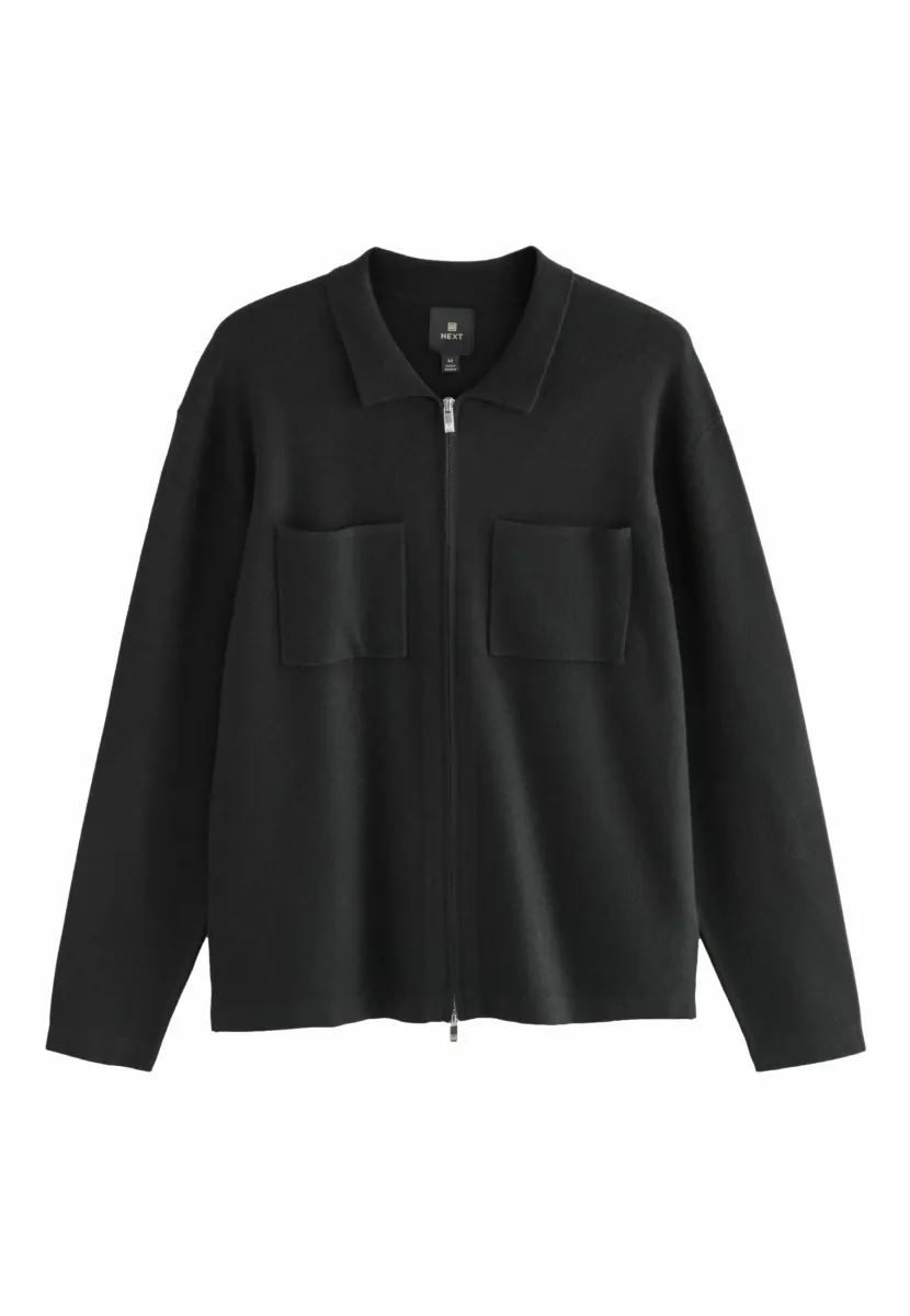 REGULAR FIT PREMIUM KNITTED ZIP THROUGH - Strickpullover - black