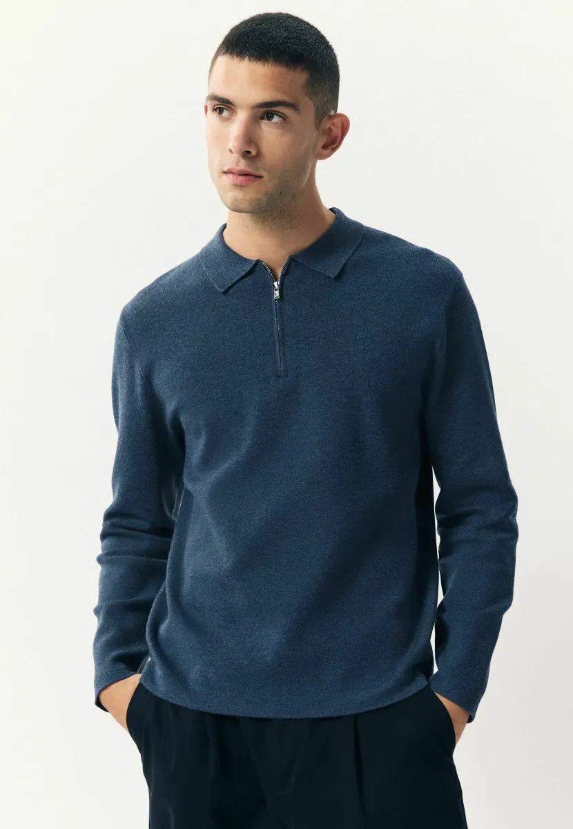 REGULAR FIT PREMIUM QUARTER ZIP LONG SLEEVE  - Langarmshirt - blue