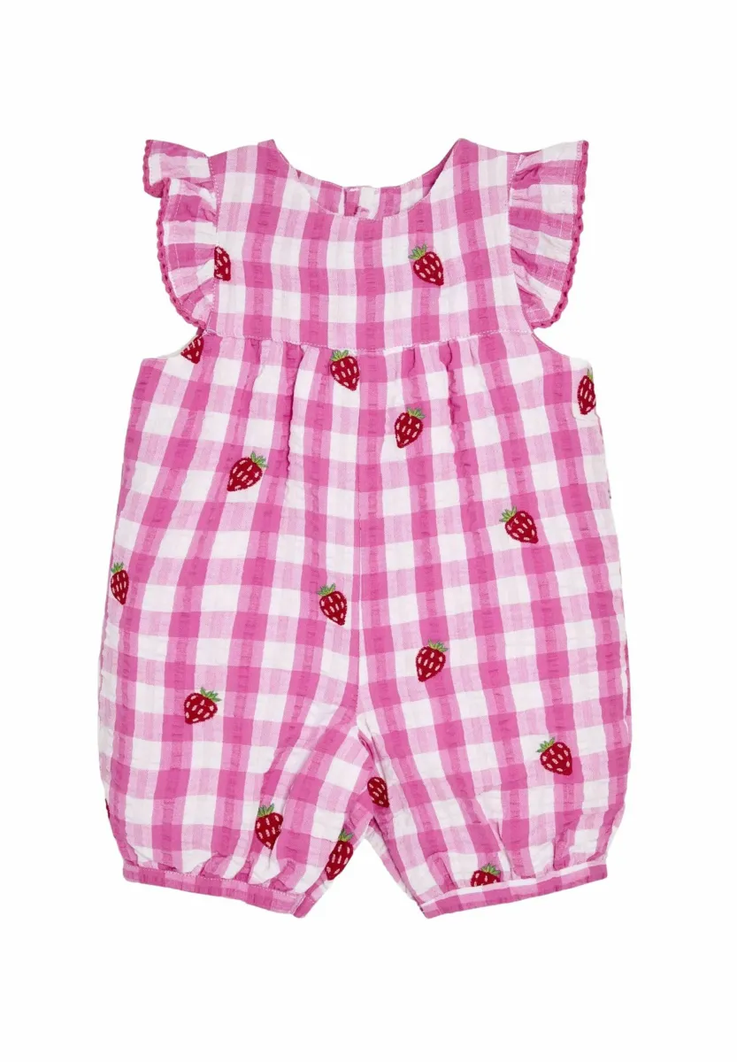 REGULAR FIT-PRETTY RUFFLE EMBROIDERED - Jumpsuit - pink strawberry gingham