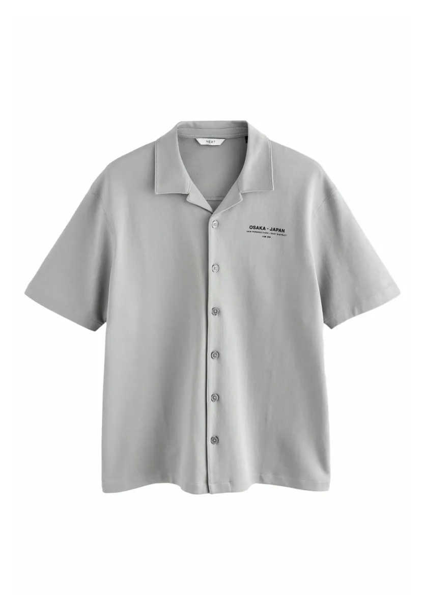 REGULAR FIT - PRINTED BUTTON THROUGH - Hemd - grey text