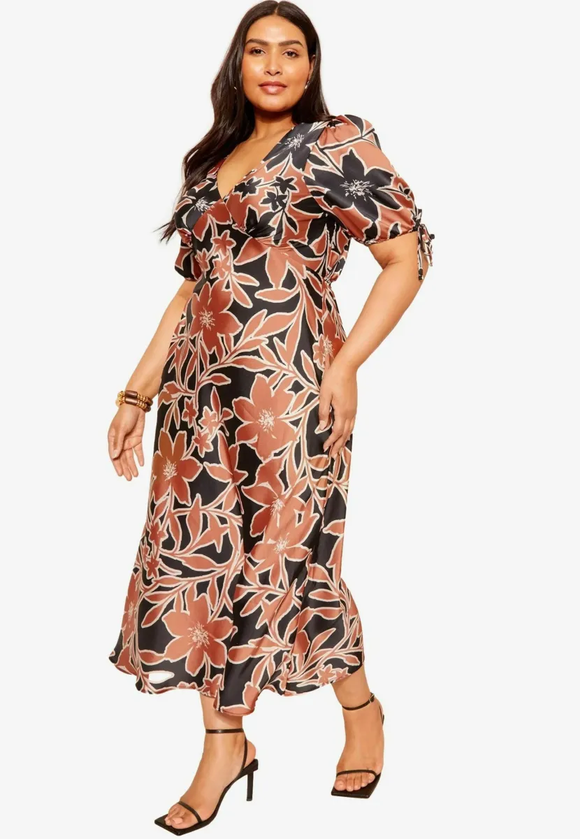 REGULAR FIT - PRINTED - Maxikleid - black