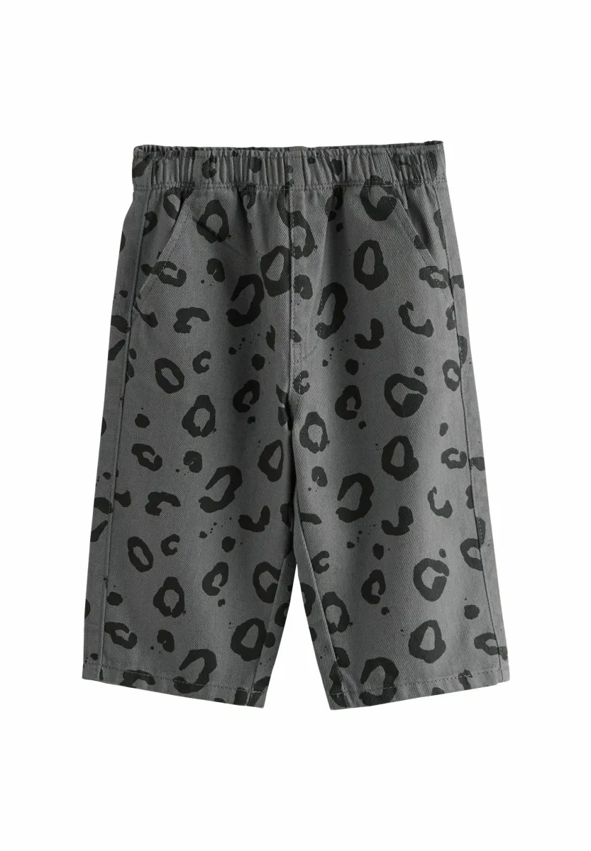 REGULAR FIT -  PULL ON WIDE  - Stoffhose - charcoal grey leopard print