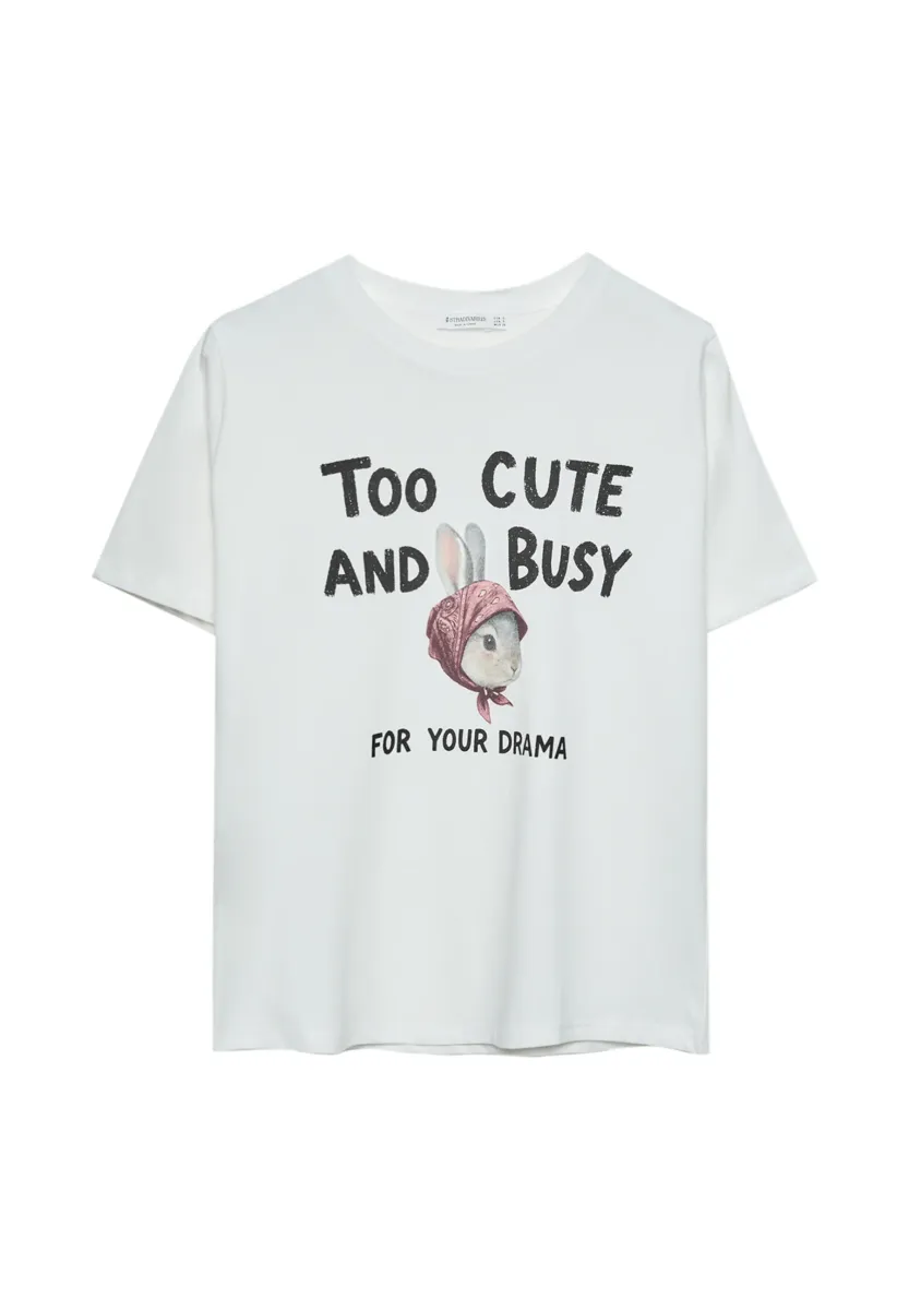 REGULAR FIT RABBIT - T-Shirt print - white