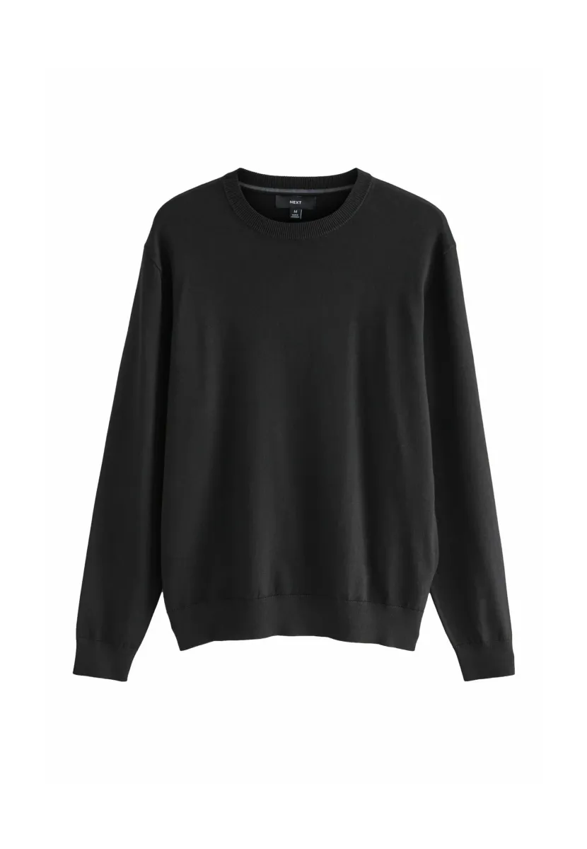 REGULAR FIT RICH CREW NECK - Strickpullover - black