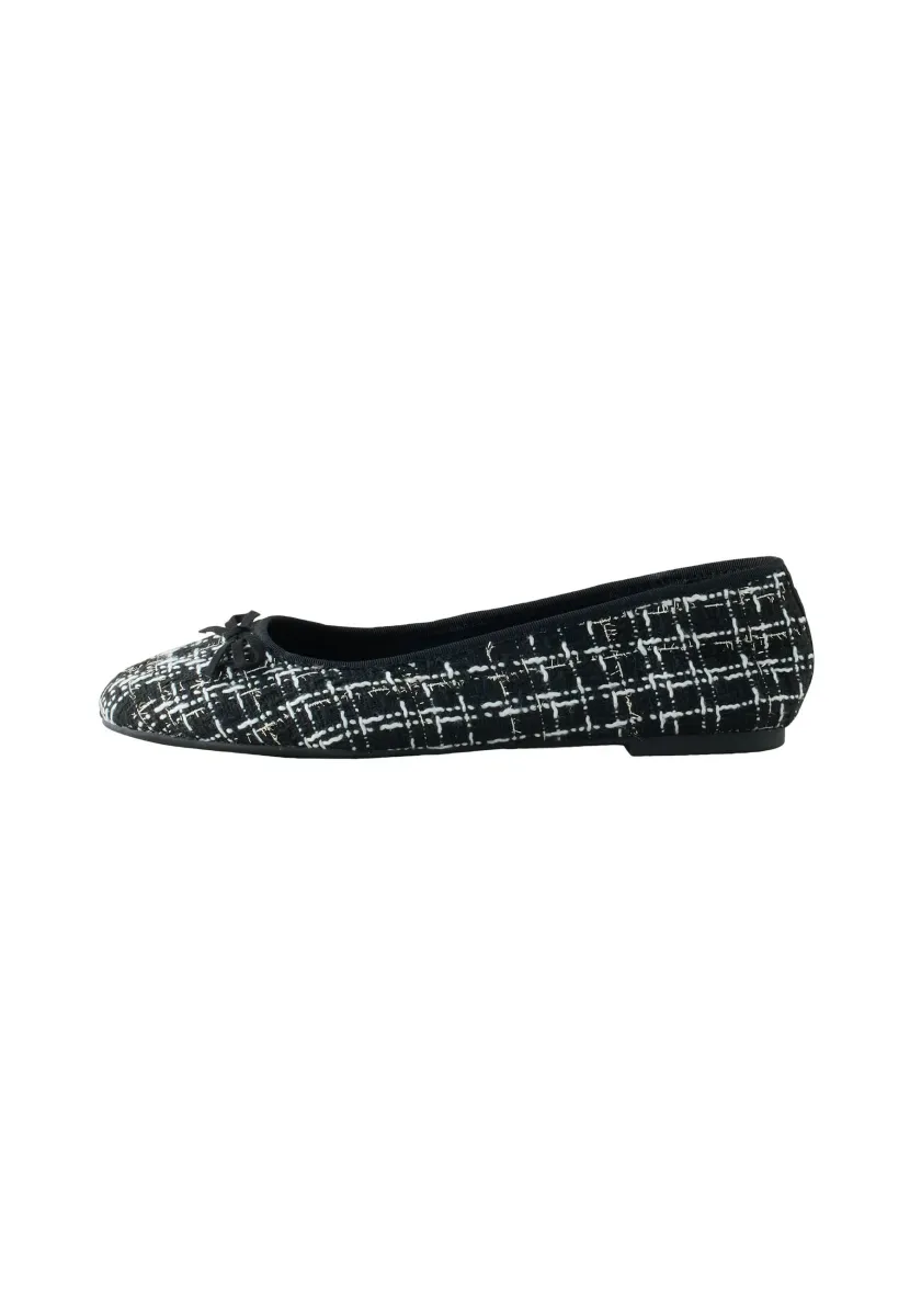 REGULAR FIT - ROUND TOE - Klassischer Ballerina - new black white tweed