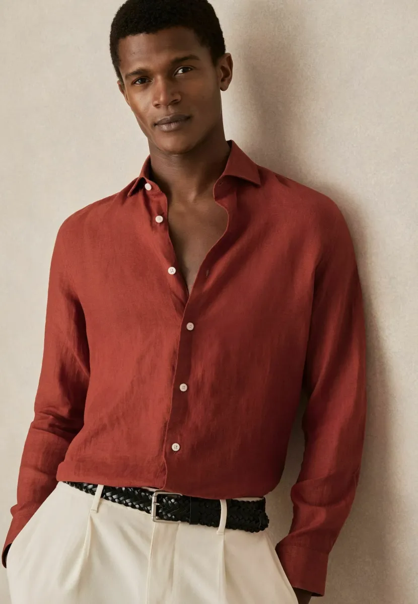 REGULAR FIT - RUBAN BUTTON-THROUGH  - Hemd - red