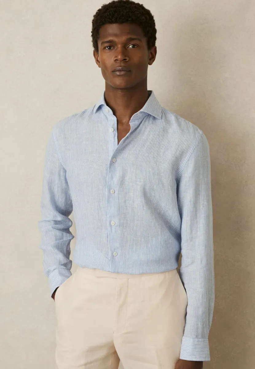 REGULAR FIT RUBAN STRIPED LONG SLEEVE - Hemd - soft blue white fine stripe