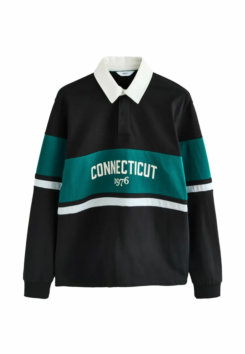 REGULAR FIT - RUGBY - Langarmshirt - black teal blue block