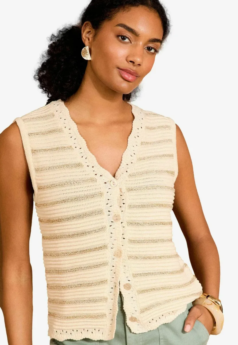 REGULAR FIT - SCALLOP POINTELLE  - Weste - ivory