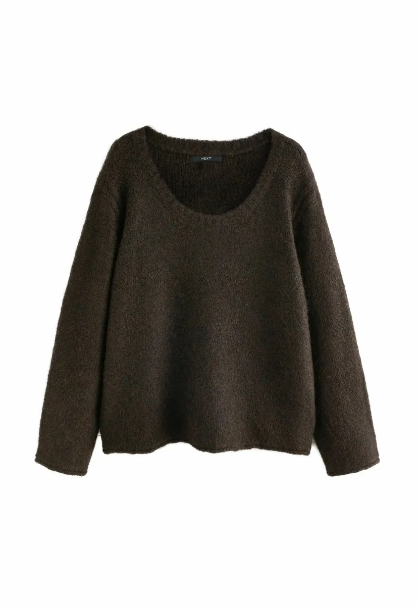 REGULAR FIT - SCOOP NECK - Strickpullover - chocolate brown