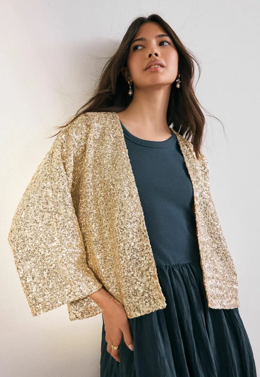 REGULAR FIT - SEQUIN - Blazer - gold