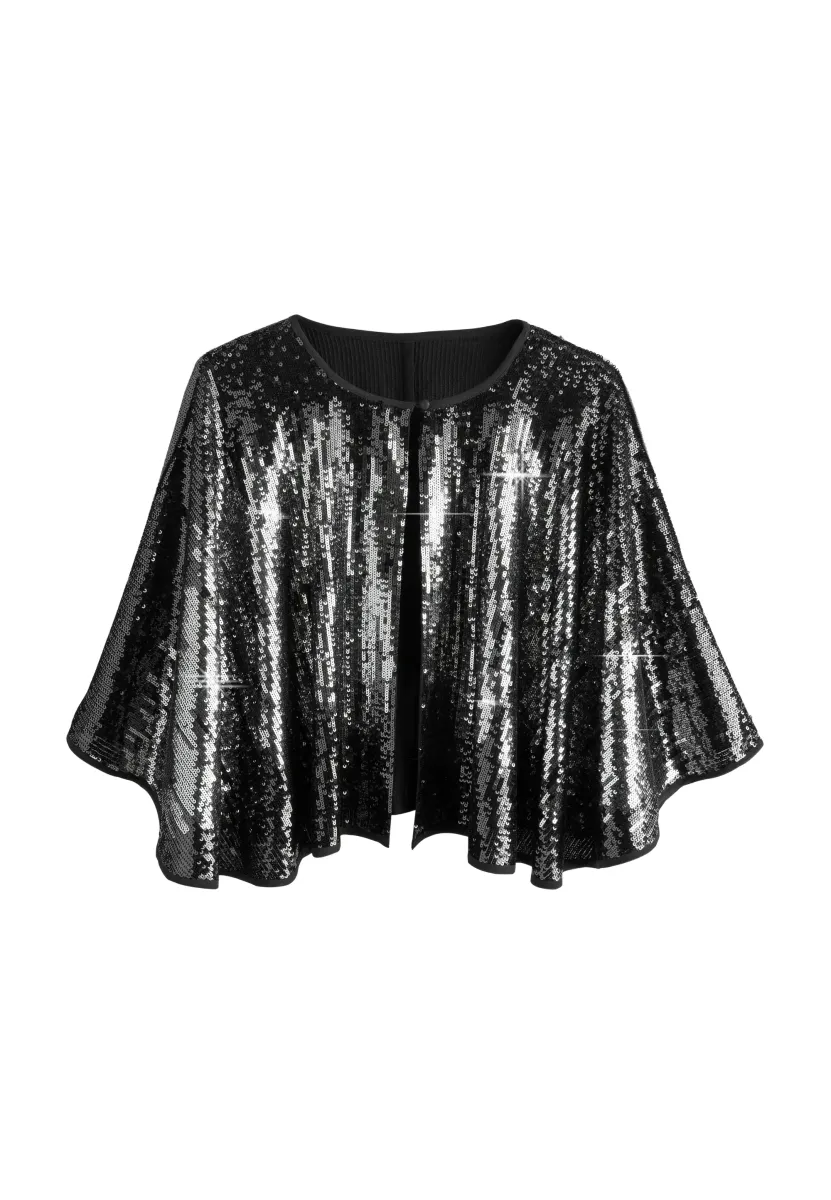 REGULAR FIT - SEQUIN COVER-UP  - Cape - black