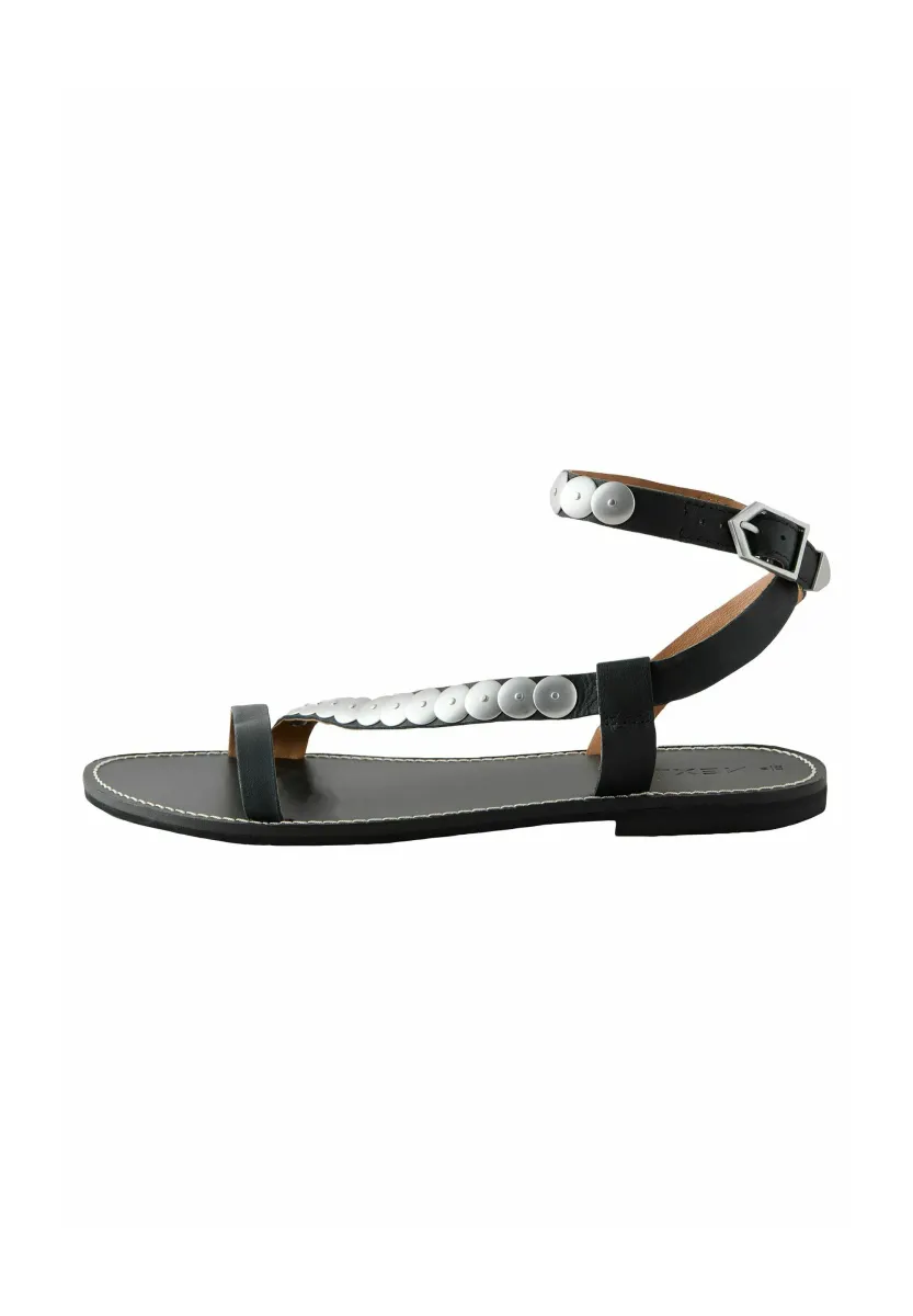 REGULAR FIT SHIELD STUDDED WRAP - Riemensandalette - black leather