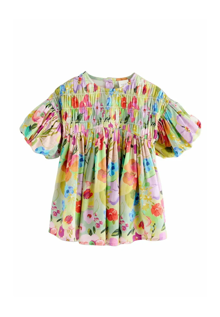REGULAR FIT-SHIRRED PUFF - Freizeitkleid - green floral