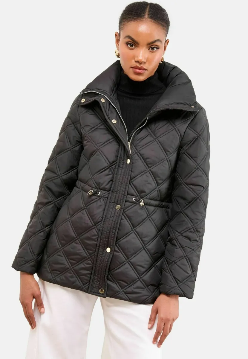 REGULAR FIT SHORT FUNNEL NECK QUILTED  - Winterjacke - black