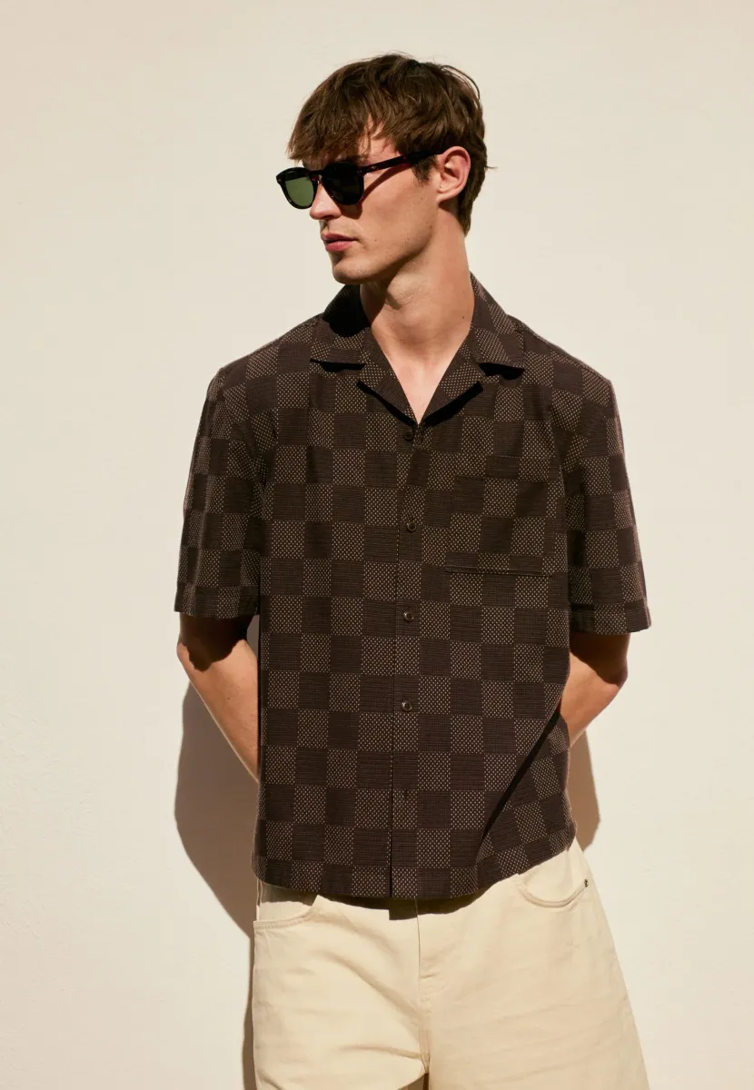 REGULAR FIT - SHORT SLEEVE CHECK - Hemd - brown