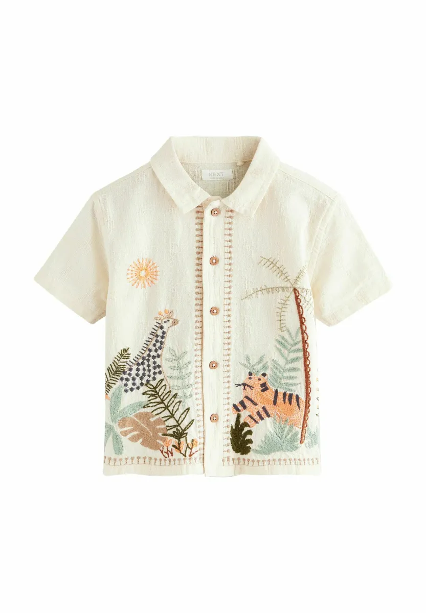 REGULAR FIT - SHORT SLEEVE EMBROIDERED - Hemd - ecru white