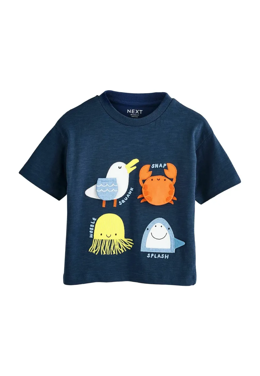 REGULAR FIT SHORT SLEEVE INTERACTIVE APPLIQUÉ - T-Shirt print - blue sealife