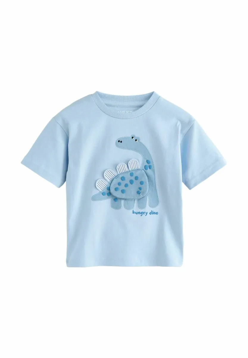 REGULAR FIT SHORT SLEEVE INTERACTIVE APPLIQUÉ - T-Shirt print - blue dinosaur