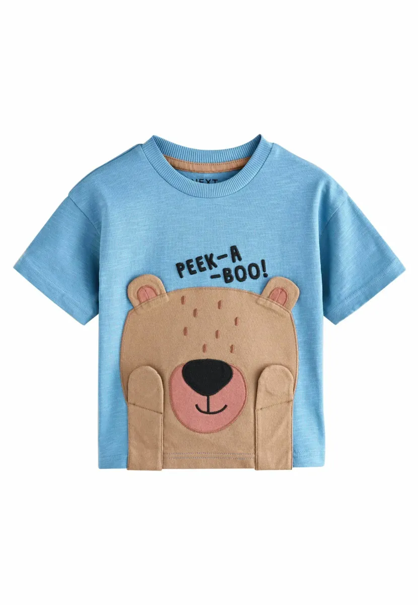 REGULAR FIT SHORT SLEEVE INTERACTIVE APPLIQUÉ - T-Shirt print - blue peekaboo bear print