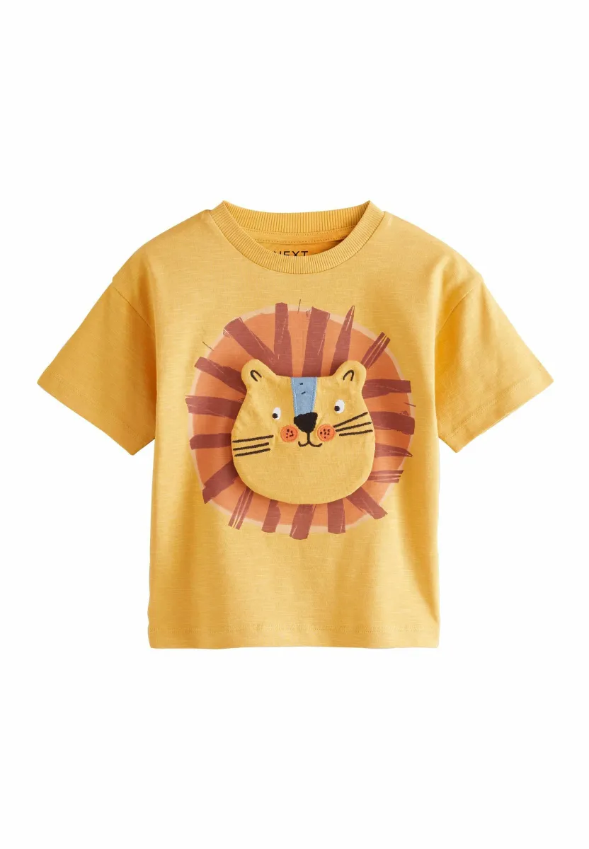 REGULAR FIT SHORT SLEEVE INTERACTIVE APPLIQUÉ - T-Shirt print - mustard yellow