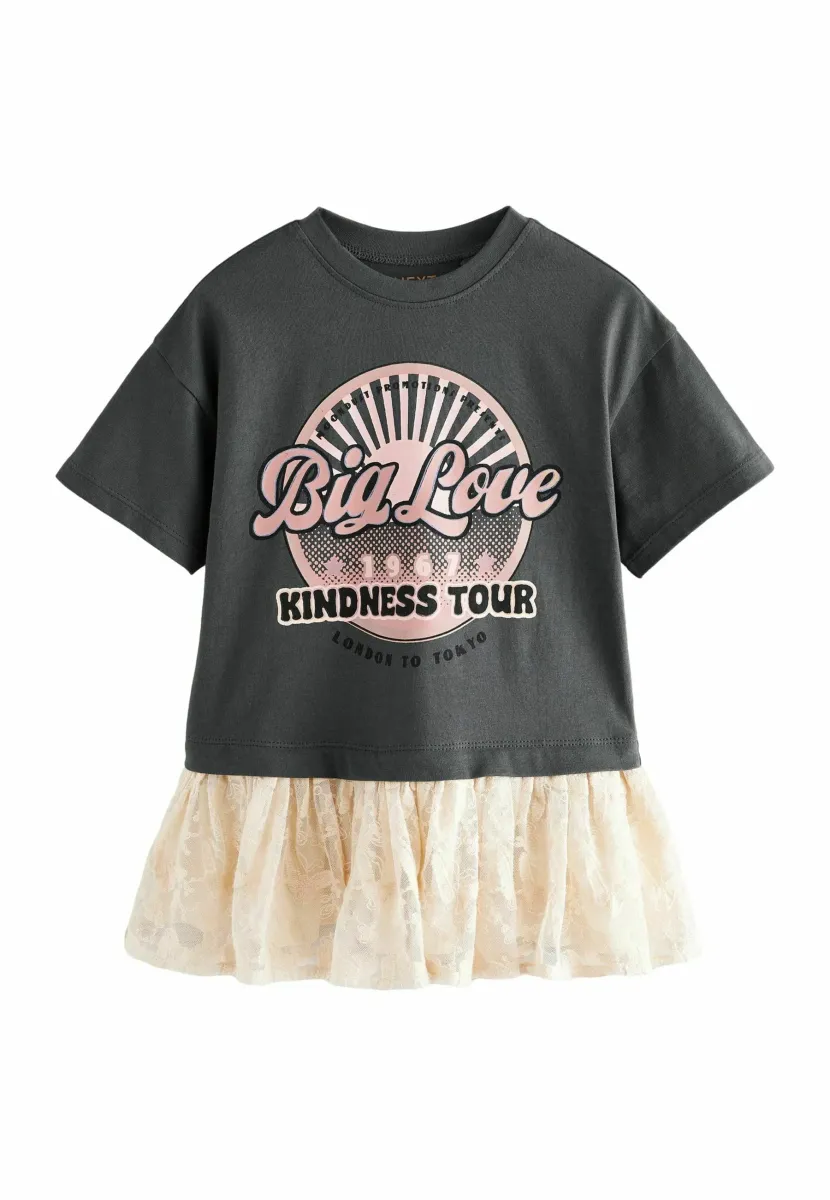 REGULAR FIT - SHORT SLEEVE - Jerseykleid - charcoal grey