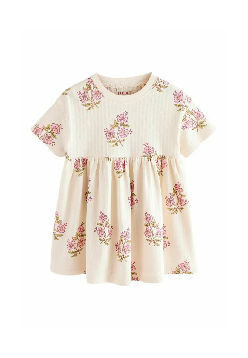 REGULAR FIT - SHORT SLEEVE - Jerseykleid - ecru white floral