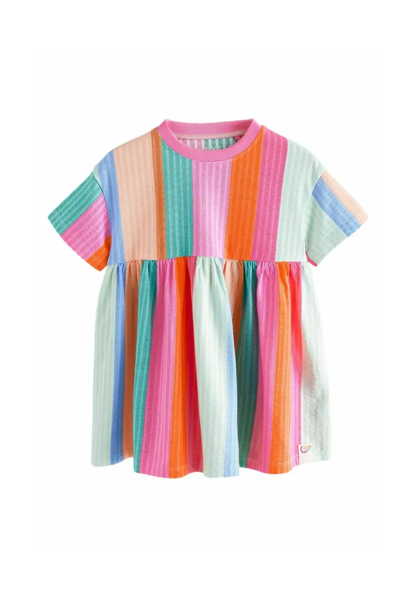 REGULAR FIT - SHORT SLEEVE - Jerseykleid - rainbow stripe