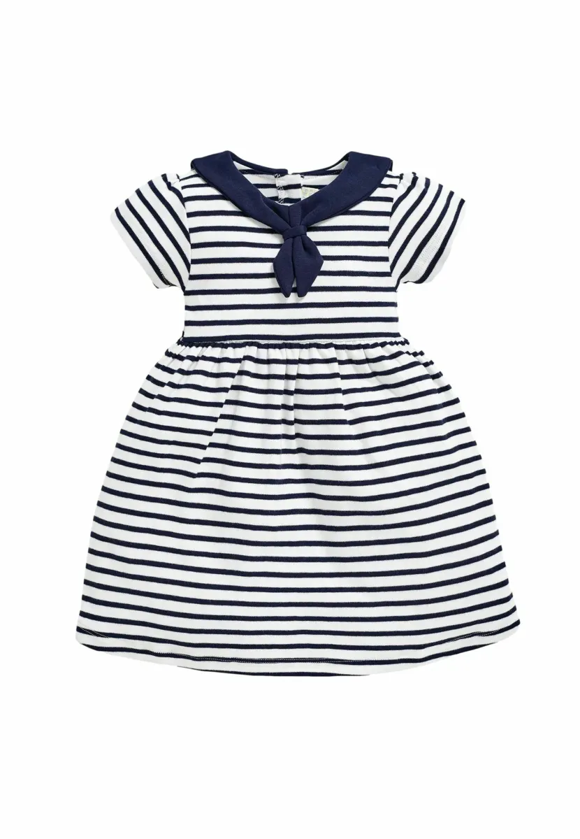 REGULAR FIT - SHORT SLEEVE - Jerseykleid - white navy stripe
