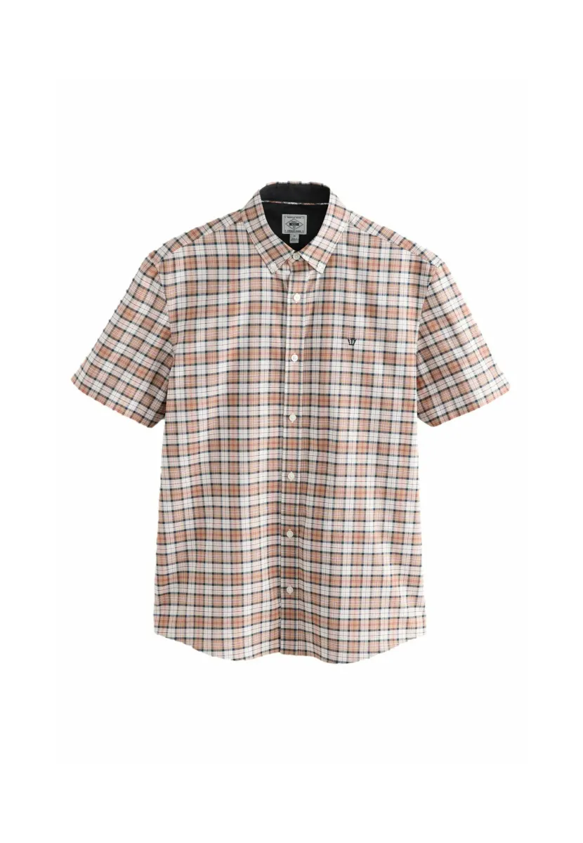 REGULAR FIT  SHORT SLEEVE OXFORD CHECK - Hemd - neutral