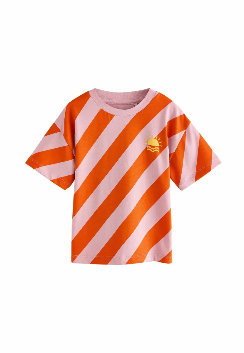 REGULAR FIT - SHORT SLEEVE STRIPE - T-Shirt print - red pink