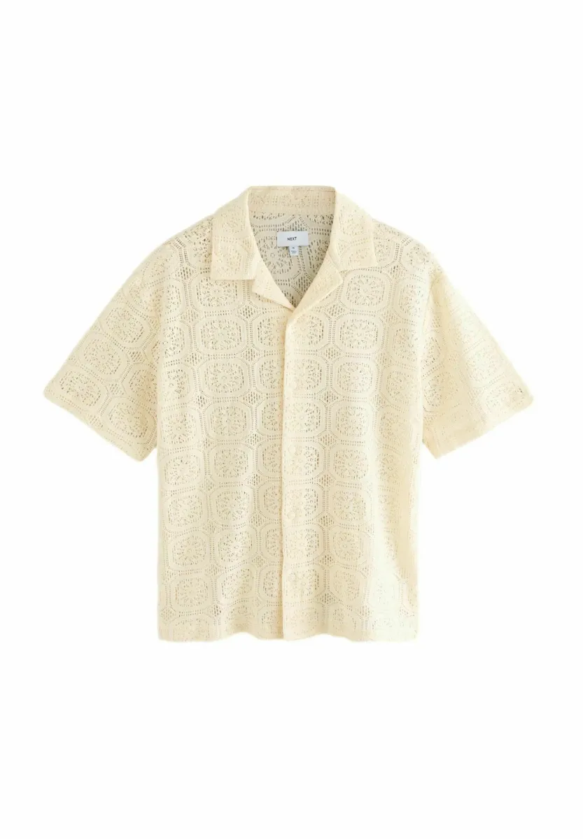 REGULAR FIT - SHORT SLEEVE WITH CUBAN COLLAR - Hemd - stone natural