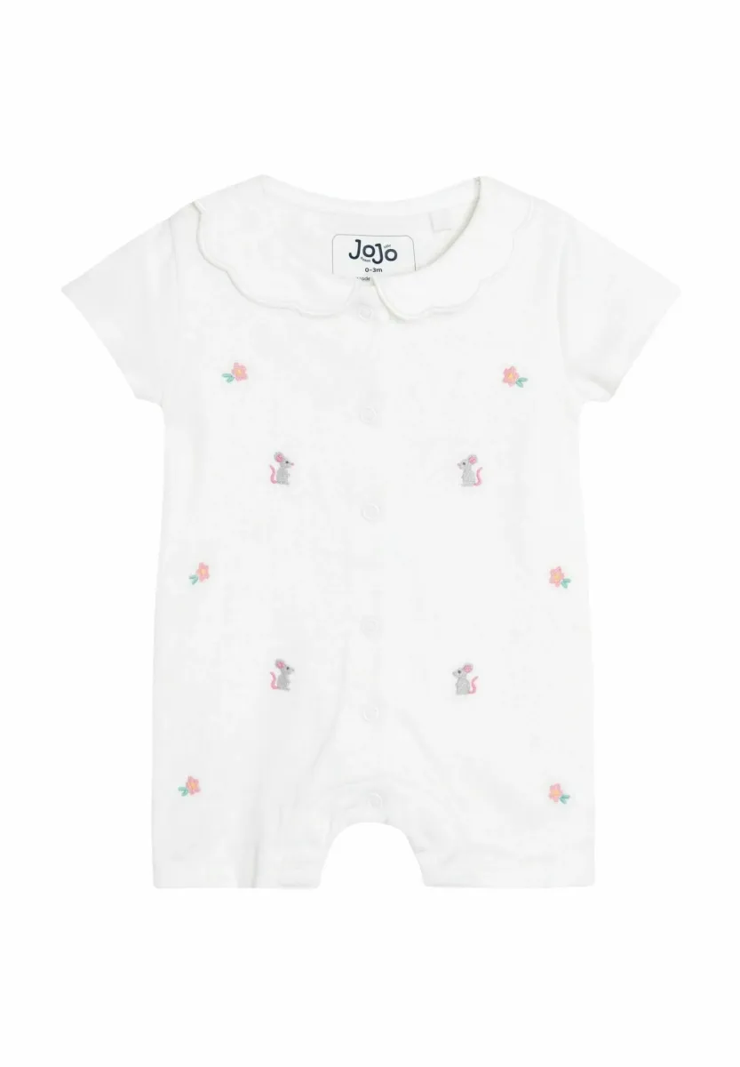 REGULAR FIT - SHORT-SLEEVED EMBROIDERED ROMPER - Pyjama - white