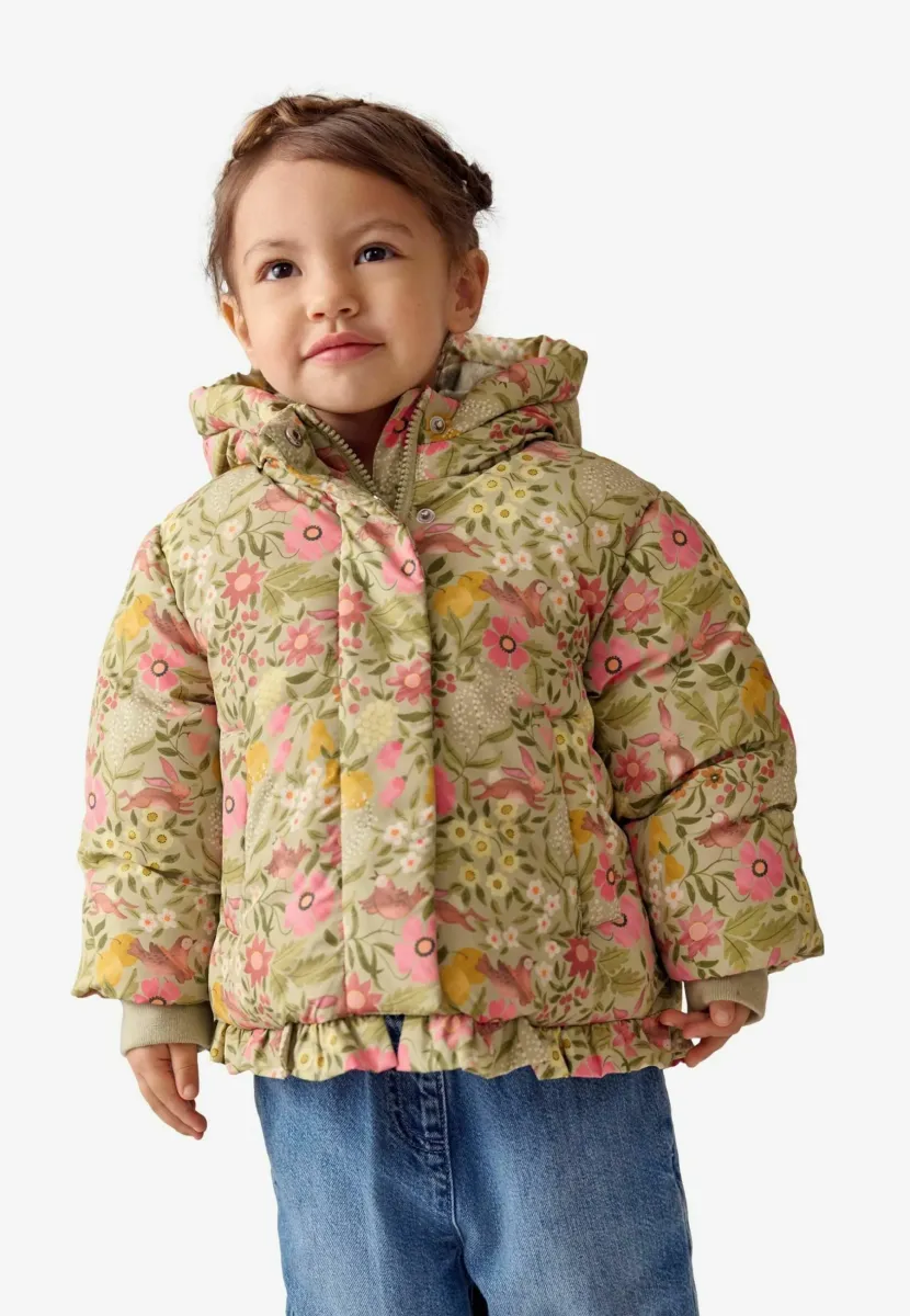 REGULAR FIT - SHOWER RESISTANT FRILL HEM PADDED - Winterjacke - green floral