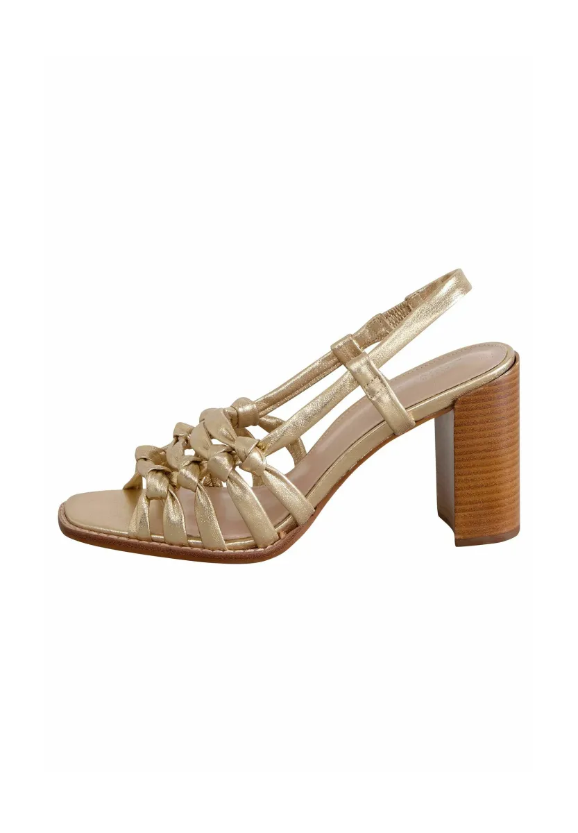 REGULAR FIT SIGNATURE PREMIUM CAGE BLOCK HEEL  - High Heel Sandalette - gold
