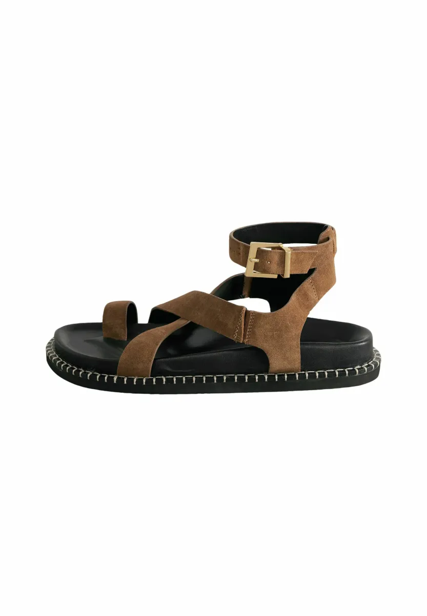 REGULAR FIT - SIGNATURE PREMIUM FOOTBED TOE LOOP - Zehentrenner - tan brown suede