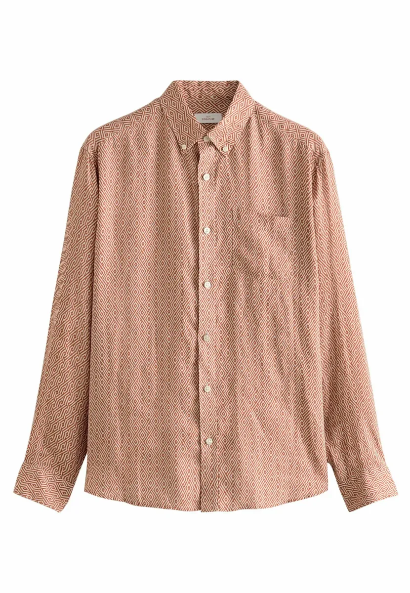 REGULAR FIT-SIGNATURE PRINTED LONG SLEEVE - Hemd - rust brown