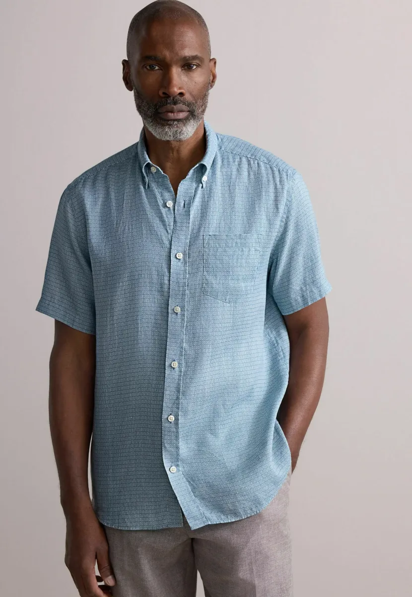 REGULAR FIT -  SIGNATURE PRINTED SHORT SLEEVE - Hemd - blue