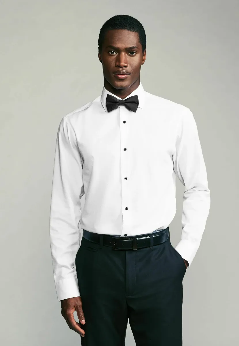 REGULAR FIT - SINGLE CUFF AND BOW TIE PACK SET - Hemd - white textured black bow tie