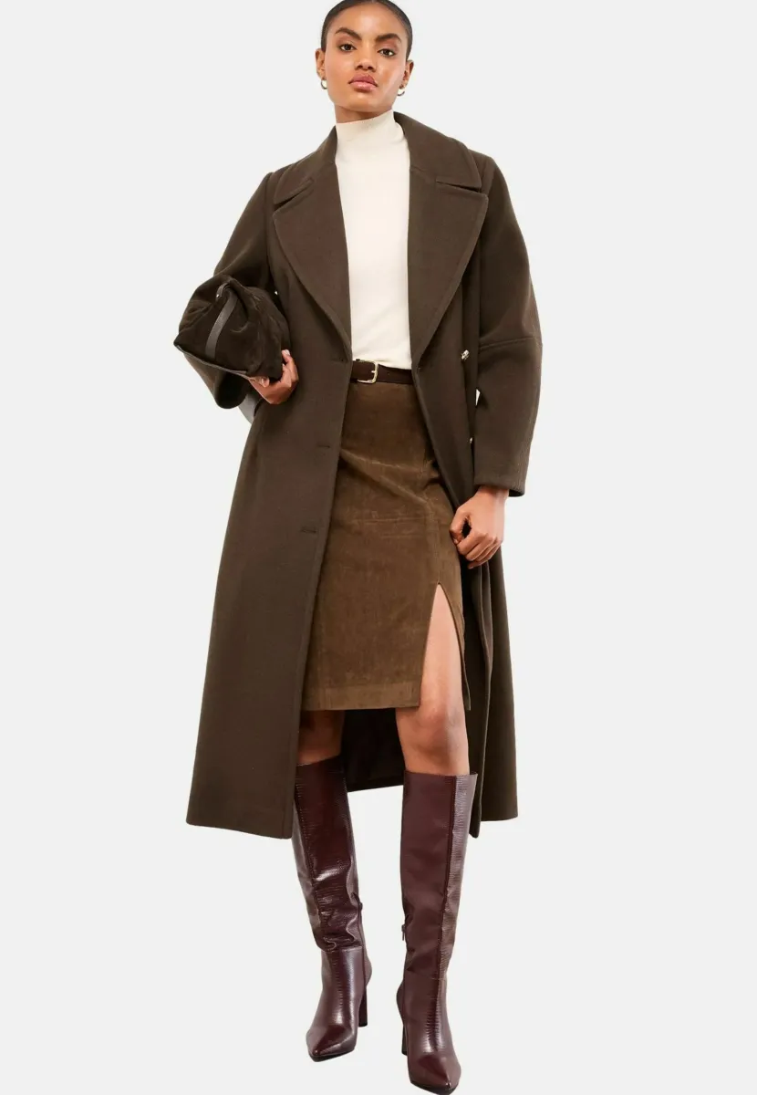 REGULAR FIT - SINGLE OVOID SLEEVE BREASTED LONGLINE - Klassischer Mantel - chocolate brown