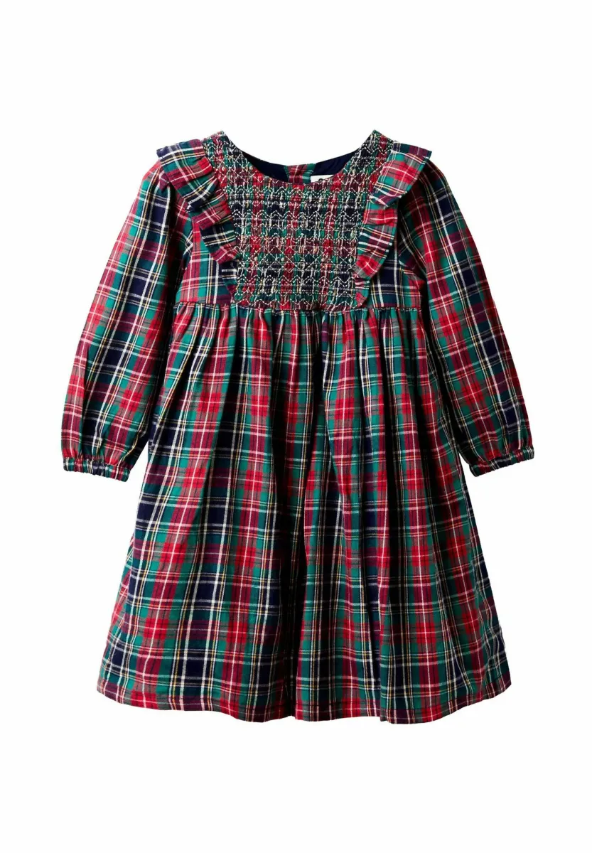 REGULAR FIT - SMOCKED FRILL TARTAN - Freizeitkleid - blue
