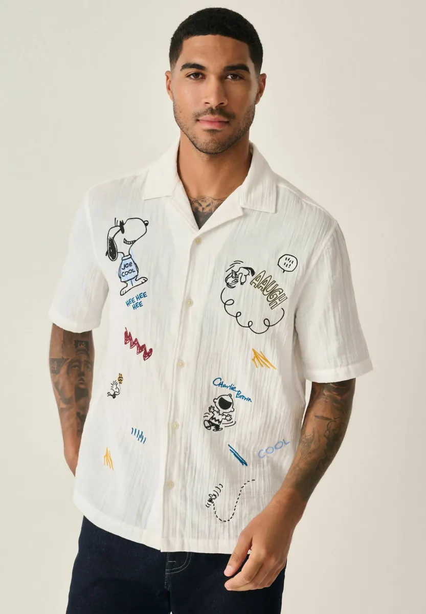 REGULAR FIT - SNOOPY PRINTED SHORT SLEEVE  - Hemd - ecru