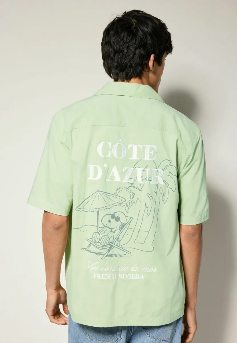 REGULAR FIT - SNOOPY PRINTED SHORT SLEEVE  - Hemd - green