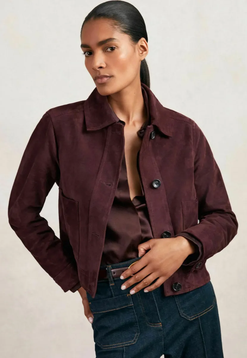 REGULAR FIT SONNY BUTTON THROUGH - Lederjacke - burgundy
