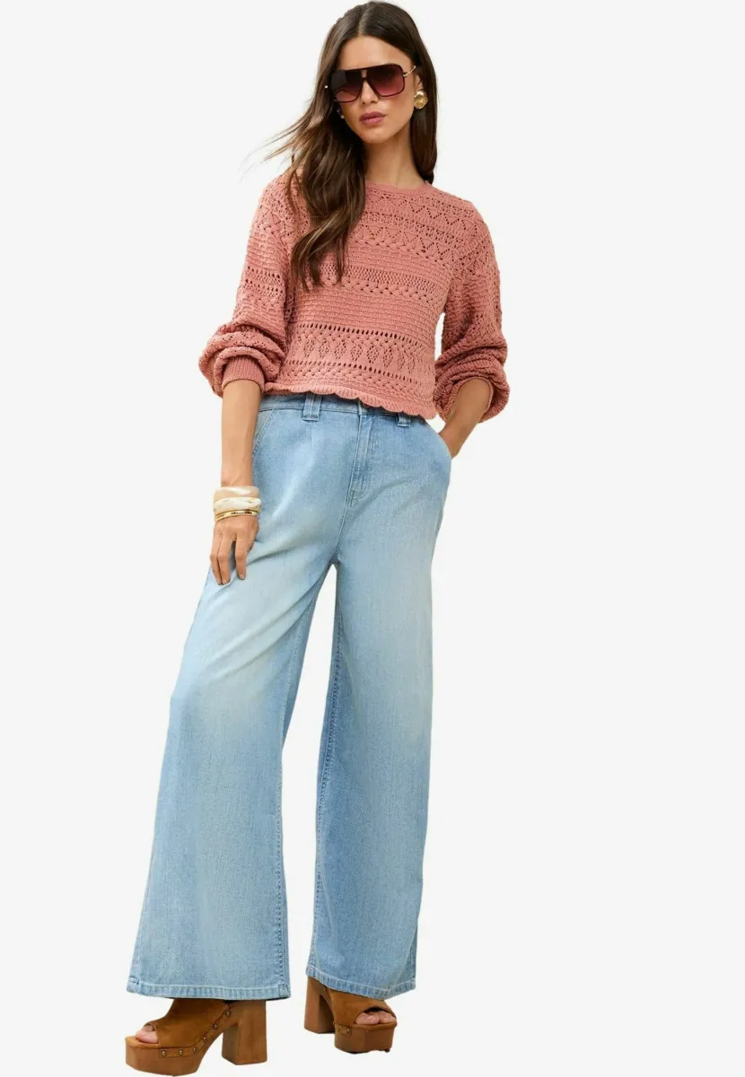 REGULAR FIT STITCH POINTELLE - Strickpullover - pink