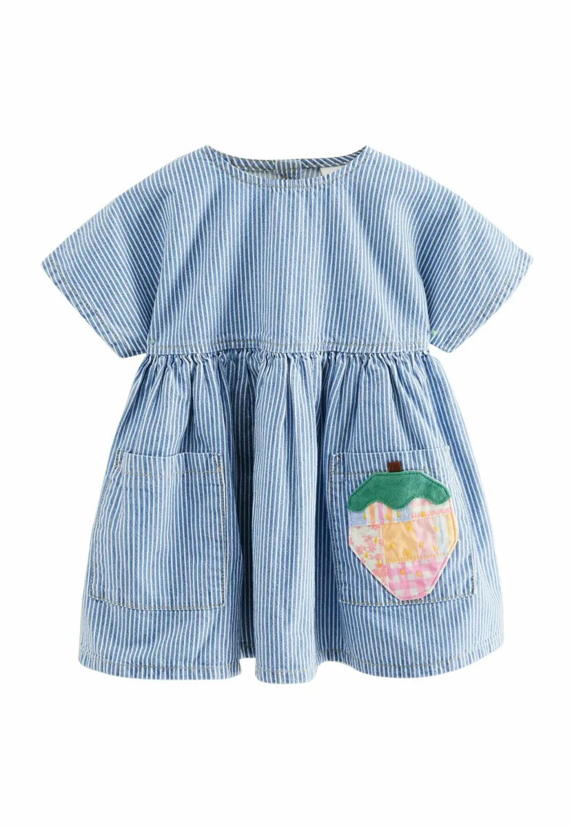 REGULAR FIT - STRAWBERRY - Jeanskleid - blue white stripe