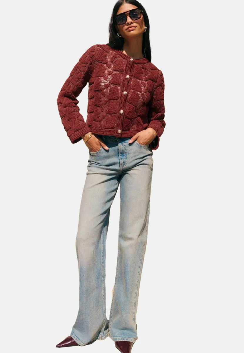 REGULAR FIT - Strickjacke - berry red