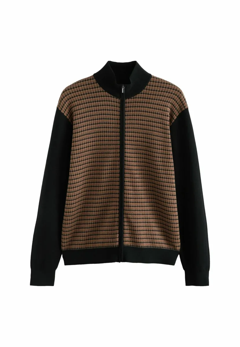 REGULAR FIT - Strickjacke - black brown