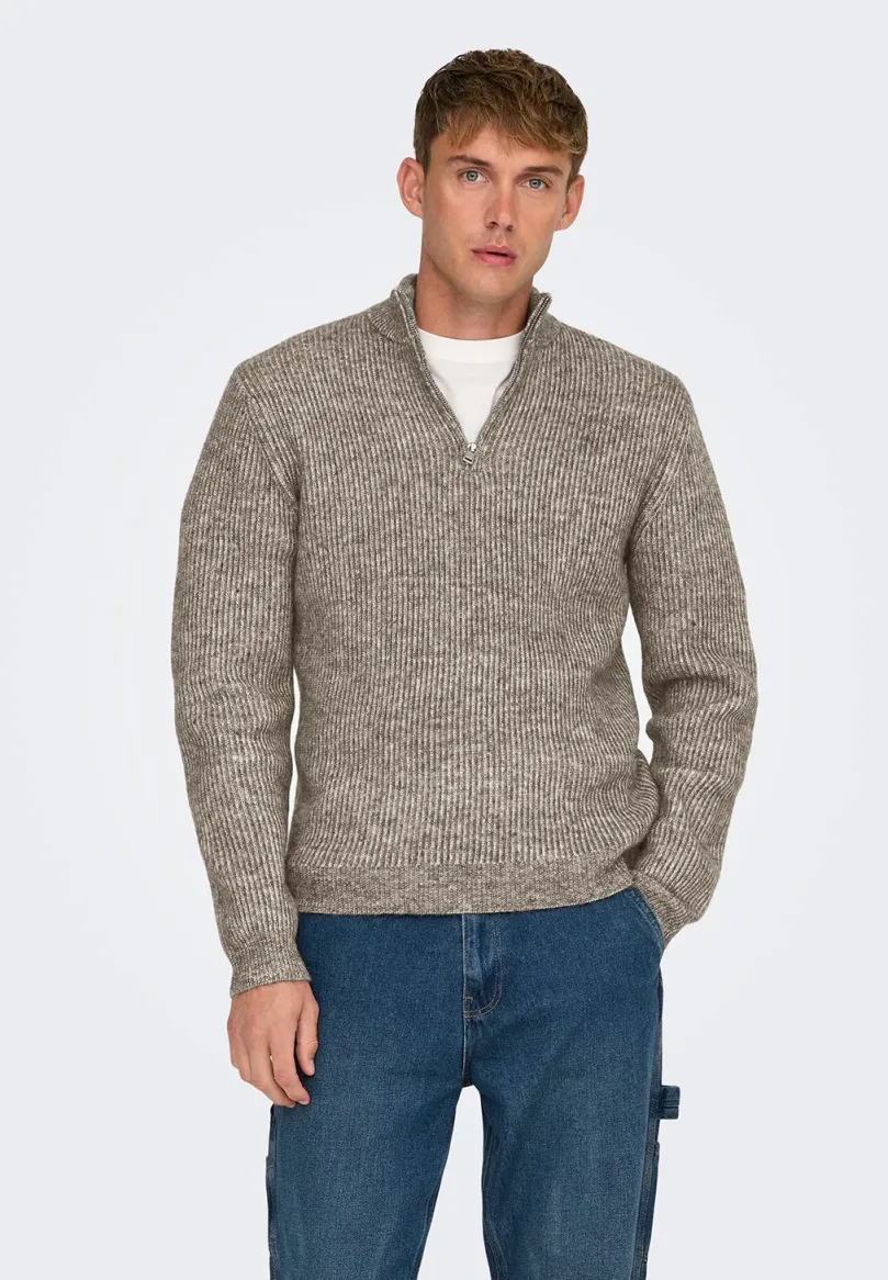 REGULAR FIT - Strickpullover - grau