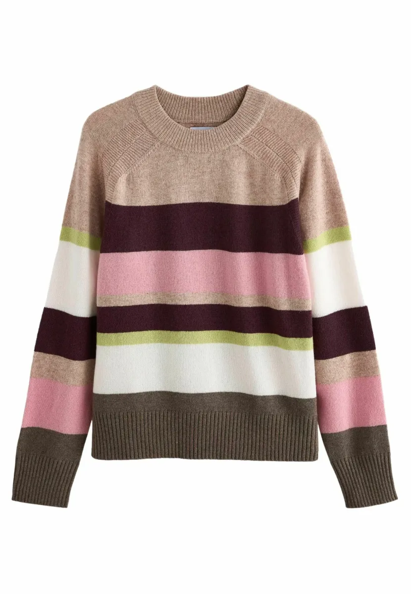 REGULAR FIT - Strickpullover - neutral and pink stripe